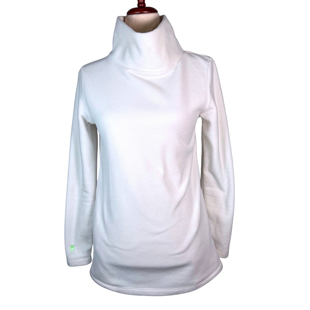 Dudley Stephens Womens Park‎ Slope Turtleneck Fleece Pullover Off White Small